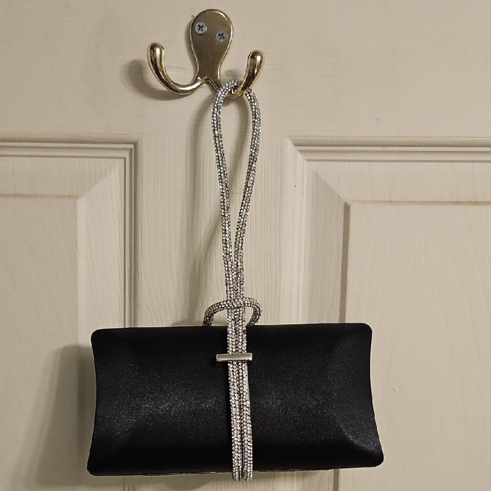 Elegant Black Clutch with Silver Accents